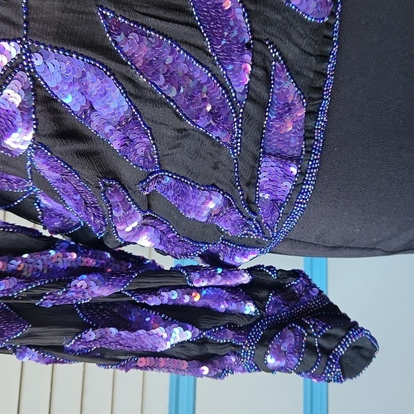 Vintage Black and Purple Sequin Top - Picture 6 of 12
